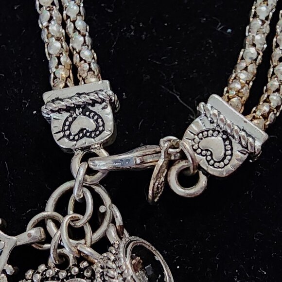 Premier Designs Double Strand Silver Charm Bracelet Pre-owned Excellnt Condition - Picture 3 of 9